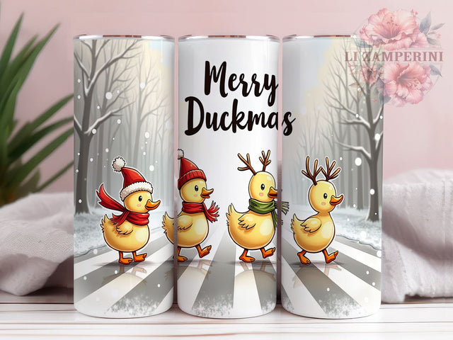 Merry Ducksmas, Festive Ducks, Santa Hats Tumbler, Christmas Tumbler, Sublimation Design, Cute Ducks, Holiday Decor Sublimation Li Zamperini 