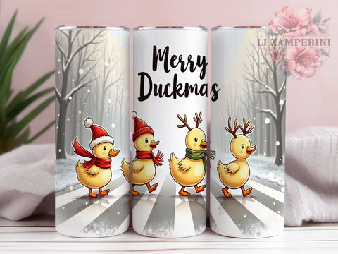 Merry Ducksmas, Festive Ducks, Santa Hats Tumbler, Christmas Tumbler, Sublimation Design, Cute Ducks, Holiday Decor Sublimation Li Zamperini 
