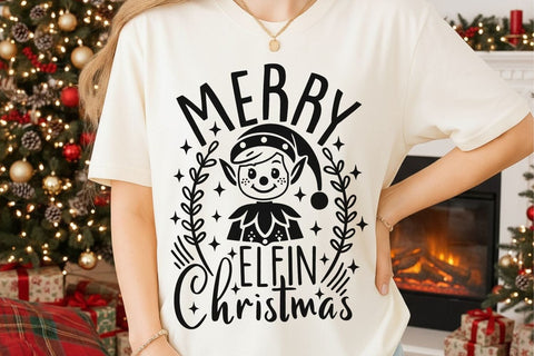 Merry Elfin Christmas| Funny Elf Christmas SVG Cutting Files. SVG CosmosFineArt 