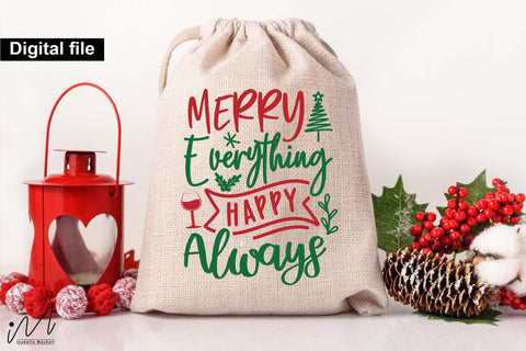 Merry Everything Happy Always SVG – Christmas Wine Bag Design SVG Isabella Machell 
