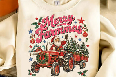 Merry Farmmas Santa Tractor PNG Sublimation SVGista 