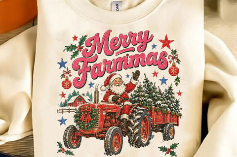 Merry Farmmas Santa Tractor PNG Sublimation SVGista 