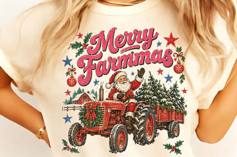 Merry Farmmas Santa Tractor PNG Sublimation SVGista 