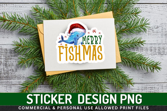 Merry fishmas Sticker Design Sublimation Regulrcrative 