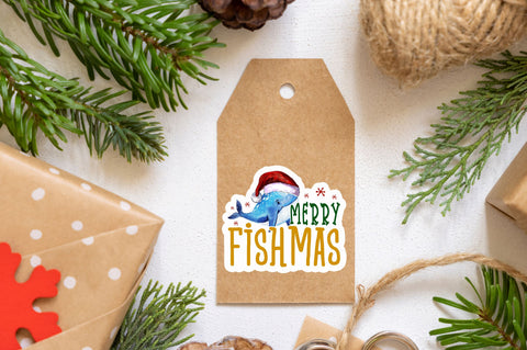 Merry fishmas Sticker Design Sublimation Regulrcrative 