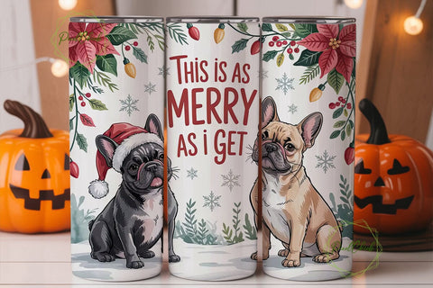 Merry Frenchies Christmas Tumbler Wrap Sublimation PixelChick 