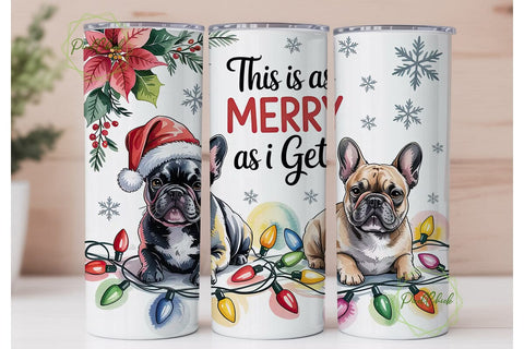 Merry Frenchies Christmas Tumbler Wrap Sublimation PixelChick 