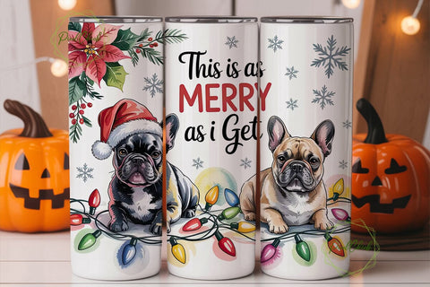 Merry Frenchies Christmas Tumbler Wrap Sublimation PixelChick 