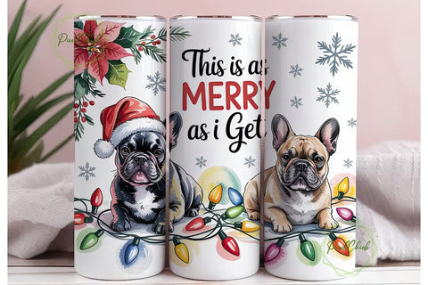 Merry Frenchies Christmas Tumbler Wrap Sublimation PixelChick 