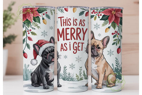 Merry Frenchies Christmas Tumbler Wrap Sublimation PixelChick 