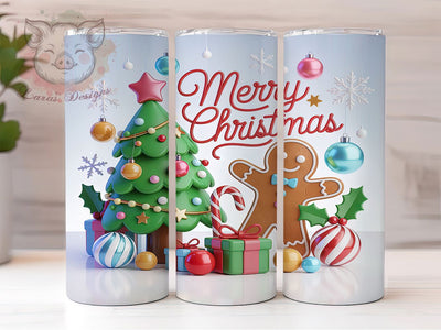 Merry Gingerbread Christmas Tumbler, Christmas Wrap Design, Holiday Drinkware, Sublimation Cup, 20oz Skinny Tumbler, Festive Pattern, Merry Christmas Sublimation Lara' s Designs 