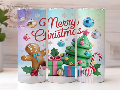 Merry Gingerbread Christmas Tumbler, Christmas Wrap Design, Holiday Drinkware, Sublimation Cup, 20oz Skinny Tumbler, Festive Pattern, Merry Christmas Sublimation Lara' s Designs 