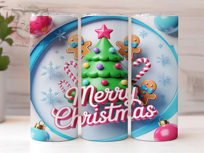 Merry Gingerbread Christmas Tumbler, Christmas Wrap Design, Holiday Drinkware, Sublimation Cup, 20oz Skinny Tumbler, Festive Pattern, Merry Christmas Sublimation Lara' s Designs 