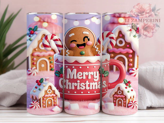 Merry Gingerbread Man Tumbler, Merry Christmas Wrap, Holiday Cookie Sublimation Design, Cute Gingerbread Cup, 20Oz Skinny Tumbler Wrap, Festive Christmas Mug, Sweet Holiday Design Sublimation Li Zamperini 