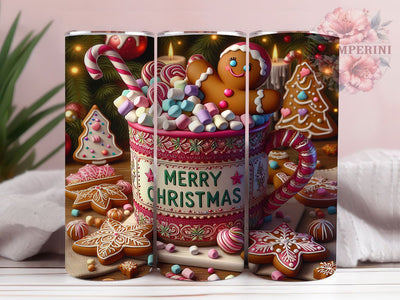 Merry Gingerbread Man Tumbler, Merry Christmas Wrap, Holiday Cookie Sublimation Design, Cute Gingerbread Cup, 20Oz Skinny Tumbler Wrap, Festive Christmas Mug, Sweet Holiday Design Sublimation Li Zamperini 