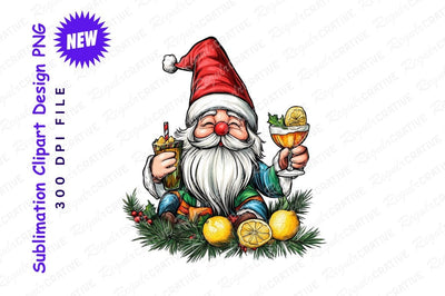 Merry Gnome Christmas Cocktails Holiday Season Illustration Sublimation Regulrcrative 