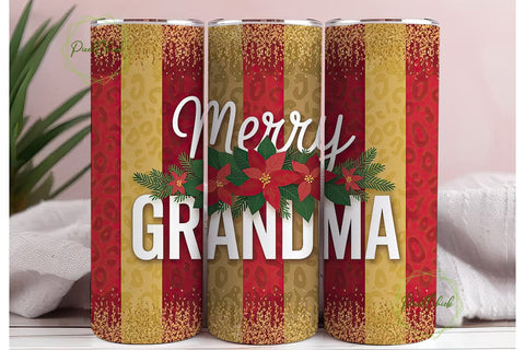 Merry Grandma Christmas Tumbler Wrap Sublimation PixelChick 
