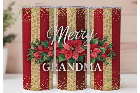 Merry Grandma Christmas Tumbler Wrap Sublimation PixelChick 