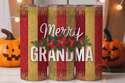 Merry Grandma Christmas Tumbler Wrap Sublimation PixelChick 