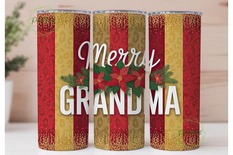 Merry Grandma Christmas Tumbler Wrap Sublimation PixelChick 