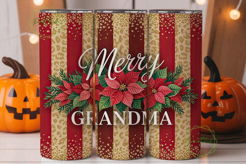 Merry Grandma Christmas Tumbler Wrap Sublimation PixelChick 