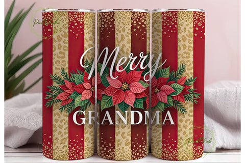 Merry Grandma Christmas Tumbler Wrap Sublimation PixelChick 