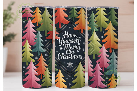 Merry Little Christmas 20oz Tumbler Wrap Sublimation PixelChick 