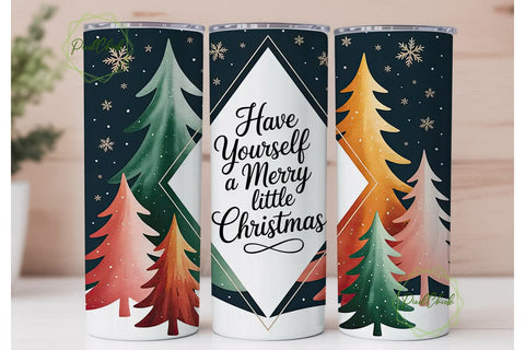 Merry Little Christmas 20oz Tumbler Wrap Sublimation PixelChick 