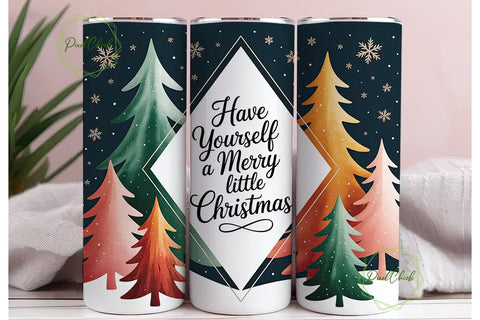 Merry Little Christmas 20oz Tumbler Wrap Sublimation PixelChick 