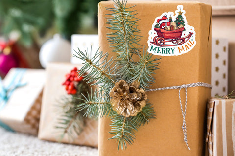 Merry mail Sticker Design Sublimation Regulrcrative 