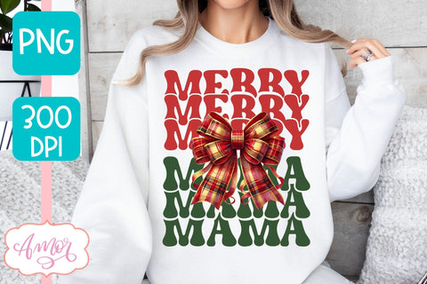 Merry Mama and Mini christmas sublimation PNG designs Sublimation Amorclipart 