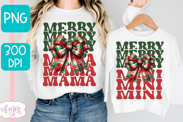 Merry Mama and Mini christmas sublimation PNG designs Sublimation Amorclipart 