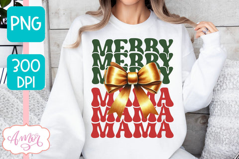 Merry Mama and Mini christmas sublimation PNG designs Sublimation Amorclipart 