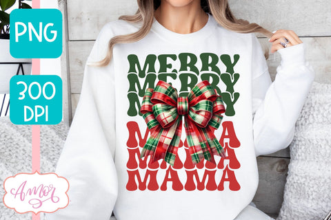 Merry Mama and Mini christmas sublimation PNG designs Sublimation Amorclipart 