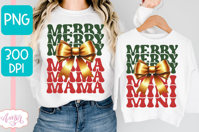 Merry Mama and Mini christmas sublimation PNG designs Sublimation Amorclipart 