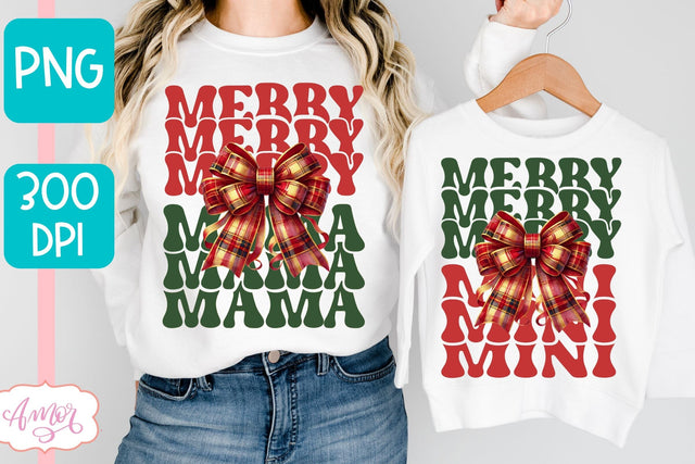 Merry Mama and Mini christmas sublimation PNG designs Sublimation Amorclipart 