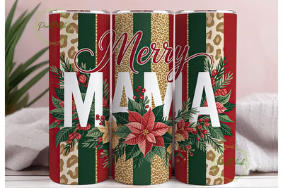 Merry Mama Christmas Tumbler Wrap Sublimation PixelChick 