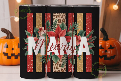 Merry Mama Christmas Tumbler Wrap Sublimation PixelChick 