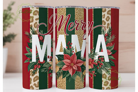 Merry Mama Christmas Tumbler Wrap Sublimation PixelChick 