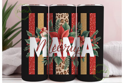 Merry Mama Christmas Tumbler Wrap Sublimation PixelChick 