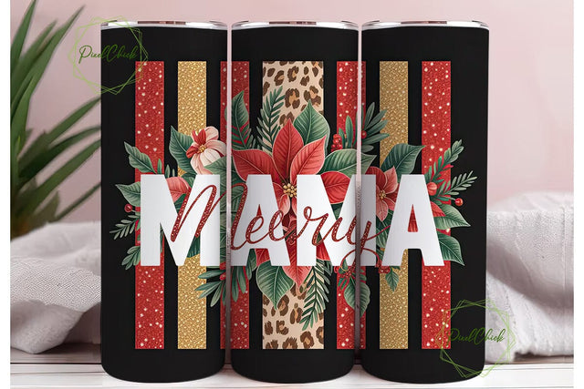 Merry Mama Christmas Tumbler Wrap Sublimation PixelChick 