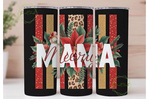 Merry Mama Christmas Tumbler Wrap Sublimation PixelChick 