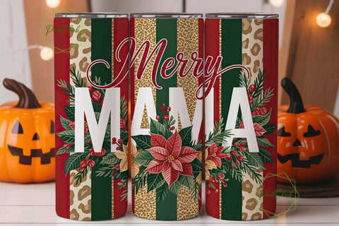 Merry Mama Christmas Tumbler Wrap Sublimation PixelChick 