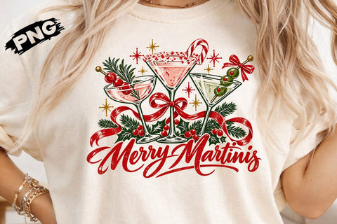 Merry Martinis Christmas Cocktail PNG SVG DesignDestine 