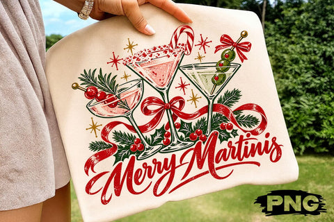 Merry Martinis Christmas Cocktail PNG SVG DesignDestine 