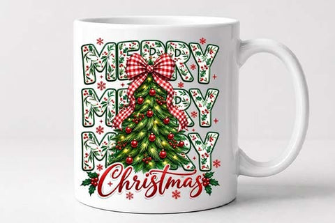 Merry Merry Christmas Tree Typography Design SVG BillahCrafts 