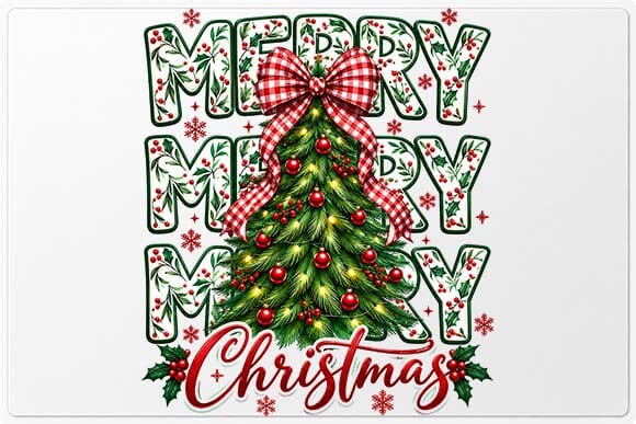 Merry Merry Christmas Tree Typography Design SVG BillahCrafts 
