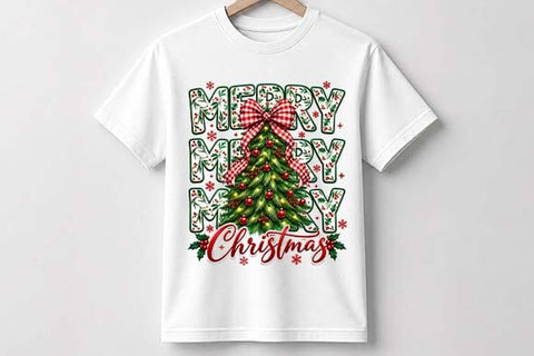 Merry Merry Christmas Tree Typography Design SVG BillahCrafts 