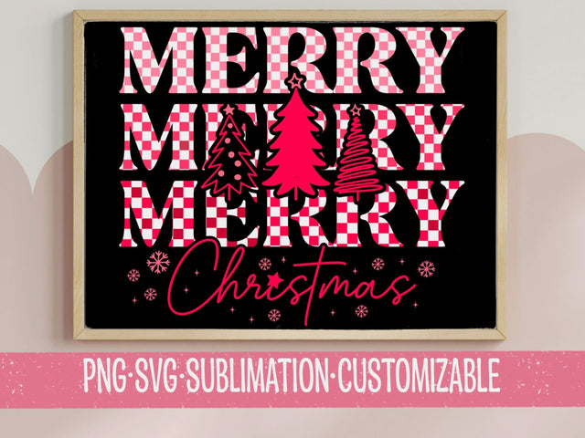 Merry Merry Merry Christmas Plaid Design - Festive Holiday Art PNG SVG for Crafting, DIY Projects, Apparel & Decor SVG YaySportsandSuch 