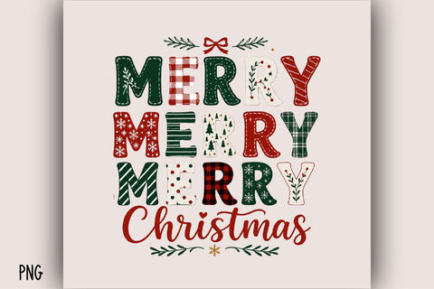 Merry Merry Merry Christmas PNG Sublimation SVGArt 